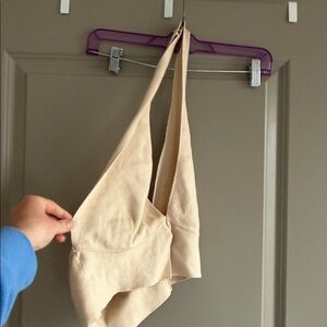 Le Lis Cream Halter Crop Top